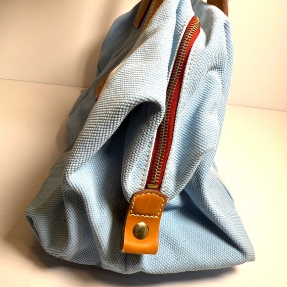 Dooney & Bourke Light baby Blue Canvas Bag with Leather Handles and Red Interior - Picture 7 of 9
